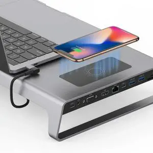 ??11-in-1 USB C Hub with Wireless Charger for MacBook, HDMI 4K Adapter, SD/TF Card Reader, PD Charging Port ??