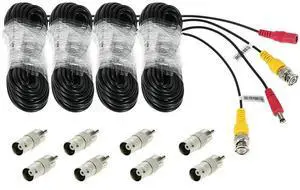 Surveillance Security CCTV Camera Accessories DVR for 4pcs/lot 32ft 10M Siamese Cable with BNC DC Connector for Video and Power