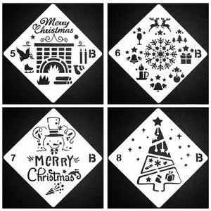 16pcs/set Christmas Stencils Templates DIY Painting Scrapbook Stamp Album Emboss