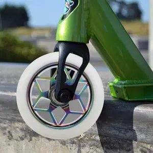 2 Pcs Scooter Accessories 110mm Scooter Wheels Colorful Pu Wheels Thick Stunt Car Wheels with Bearings(White) Rich