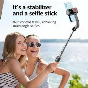 Gimbal Stabilizer Selfie Stick Foldable Wireless Tripod With Bluetooth Shutter Monopod