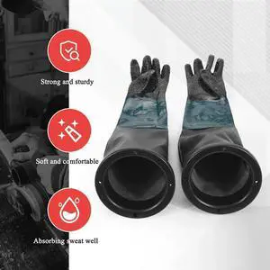 Sandblasting Gloves Sandblaster Parts 60Cm With O Rings For Sandblast Cabinet