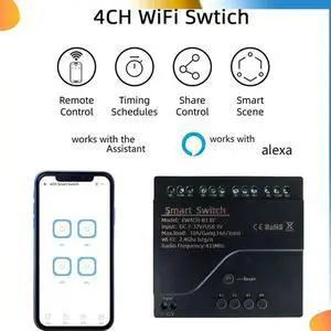 Ewelink 4CH Relay Switch Access Control Switch APP RF Remote Control 433M Works With Alexa Google Home