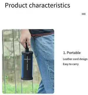 For UE Boom 3 Bluetooth Speaker Protective Case Silicone Protective Case With Carabiner Hook Shoulder Strap B