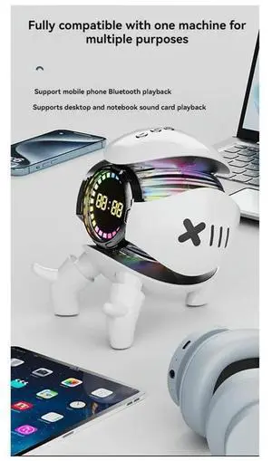 Smart Robot Monster Bluetooth Speaker Portable Stereo Alarm Clock AI Interactive Toys Wireless Audio TF Card FM Radio,B