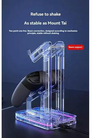 Dual Game Controller Holder RGB Acrylic Gamepad Desktop Stand Headphone Bracket For Game Console