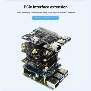 4-CH Pcie HAT Expansion Board Pcie FFC For Raspberry Pi 5 Supports Stacking HAT Modules 4-CH Pcie HAT Expansion Board Pcie FFC For Raspberry Pi 5 Supports Stacking HAT Modules