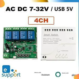 4CH Switch Remote Control Switch Inching Self-Locking RF433 4 Way Relay 4CH EWELINK Switch Relay Modu