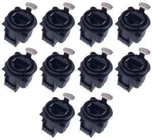 10Pcs PCB Panel Mount XLR RJ45 Socket Bent Needle Connector Square Shape Chassis XLR Adapter Connector