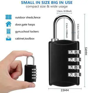 Combination-Padlock 4-Digit-Gym-Locker-Lock - 8 PCS Resettable Combo Lock For Toolbox School Employee Locker