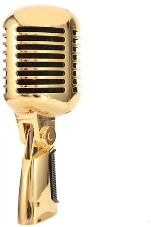 Professional Wired Vintage Classic Microphone Dynamic Vocal Mic Microphone for Live Performance Karaoke(Gold) Rich
