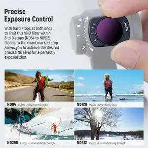 Adjustable ND Filter For Osmo Pocket 3Magnetic 1-5 6-9 Limited Stops, Waterproof/Scratch-Proof Variable Filter