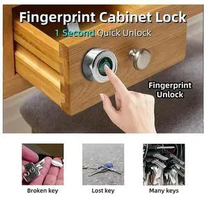 Fingerprint Drawer Lock - Electronic Double Door Cabinet Security Suitable For Wardrobes Shoe Cabinets Mailboxes