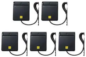 5X USB Smart Card Reader Atm Bank Tax Declaration Ic Card ID Card Smart Card Reader(Black)