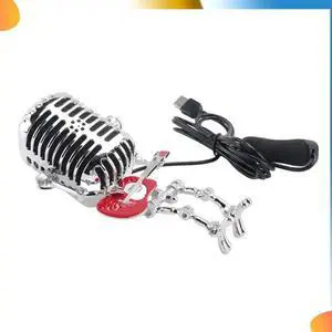 2X Retro Style Vintage Microphone Robot Desk Lamp, Vintage Microphone Robot Touch Dimmer Lamp Table Lamp Red
