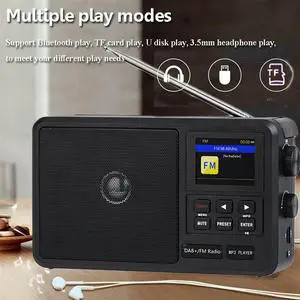 Portable Network Radio DAB+/FM Radios Wireless Bluetooth Speaker with LCD Screen Support Alarm Clock Sleep Timer Rich