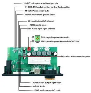 2X Bluetooth Audio Decoder Amplifier Board 2X80w 160W Amplifier Audio Player 12V DIY MP3 Player FM Radio Module TF USB