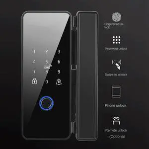 2X Waterproof Tuya Wifi Smart Door Lock Fingerprint Electronic Rim Lock For Glass Door,Style 1