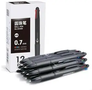 12Pcs Retractable Multicolor Pen 4-Color-in-1 Ballpoint Pen for Student Adult