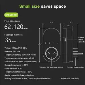 Digital Energy Plug LED Thermostat Plug Outlet 16A Remote Control Temperature Controller For Heating Cooling EU