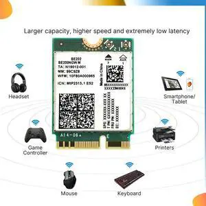 BE202 7 Card +2X10db Antenna 2.4/5/6G Tri-Band 5374M Gigabit Card Bluetooth 5.4