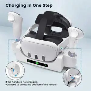 For Oculus/Quest 3 Charging Dock- 2 Batteries, Wall Mount& Headset Holder Included(Not Compatible With Quest 3S)
