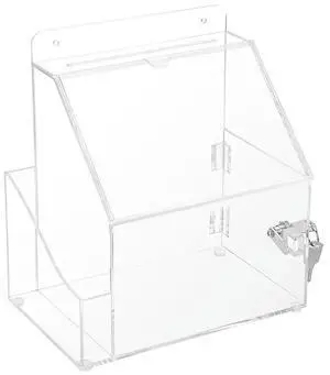 Office Ballot Boxes With Lock Acrylic Suggestion Box Wall Mounted 5" X7" Sign Slot Donation Box