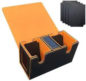 Card Box For 200+ Cards,3-In-1 Card Deck Case, Card Organizer With 4 Dividers