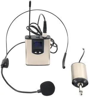 UHF Portable Wireless Headset/ Lavalier Lapel Microphone With Bodypack Transmitter And Receiver 1/4 Inch Output, For Live P