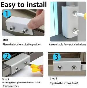 Window Lock (6 Sets) Safety Window Lock, For Vertical And Horizontal Sliding Window And Sliding Doors, Adjustable Lock