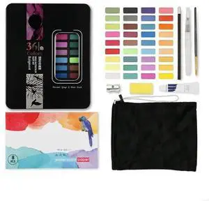 36 Colors Watercolor Paint with Paintbrush Water Pen Pencil and Bag for Beginner Watercolor Gouache Art Drawing