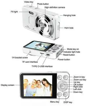 Video Camera Digital Camera 20MP CCD Autofocus 4K 18X Zoom Anti-Shake Compact With 32GB Card For Student Kids