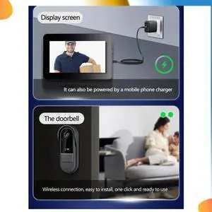 Wireless Waterproof Visual Doorbell IR Night Vision Door Bell HD 4.3Inch IPS Screen Video Home Door Bell Camera