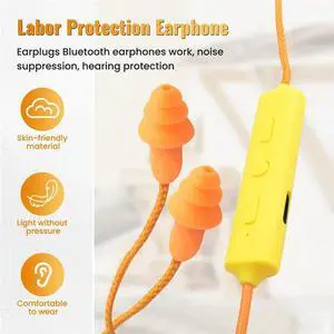 10X Ear Plugs Bluetooth Earphone For Work, Noise Suppression, Hearing Protection,Construction Sites, Noisy Places Orange