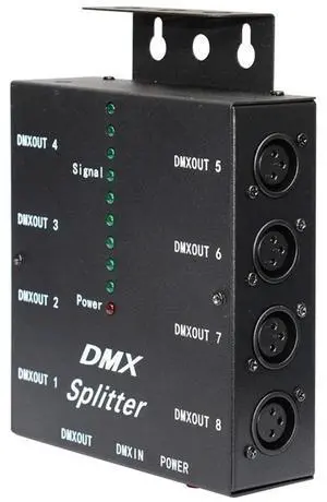 DMX512 Spillter 8 Ports Channels Isolated 3Pin Optical Istribution Amplifier For DJ Disco DMX Stage Lighting