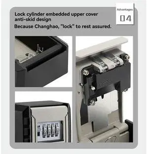 4 Digit Combination Key Box Wall Mounted Password Key Box Organizer Aluminum Alloy Key Security Lock Outdoor