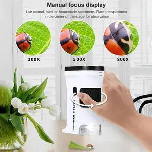 Handheld Digital Microscope 12M Resolution 1080P FHD Support 64GB TF Card(Not Include) With 2.0-Inch LCD Screen White