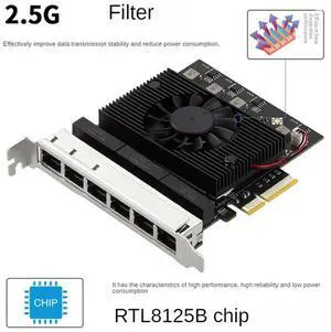 E-Sports NAS High-Speed Vision Industrial Camera Capture Card RTL8125 Pcie To 6-Port 2.5G Server NIC Spare Parts