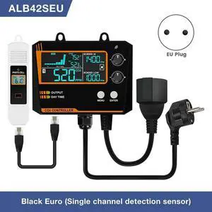 Carbon Dioxide Controller Single Channel Split Probe CO2 Monitor CO2 Pressure Reducer Valve For Greenhouse EU Plug A