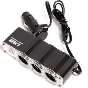 DIXSG car 1-to-3 cigarette lighter, car charger, USB portable car charger