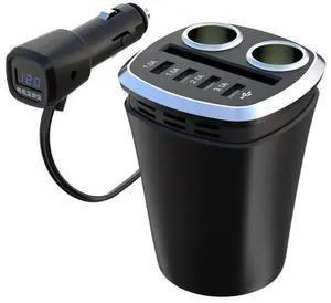 DIXSG car charger, 2-in-1 with usb, multi-functional cup-type car cigarette lighter
