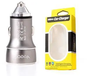DIXSG Mini Multi-functional Emergency metal Safety hammer Car Charger with dual usb bullet-head led car charger