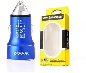 DIXSG Mini Multi-functional Emergency metal Safety hammer Car Charger with dual usb bullet-head led car charger
