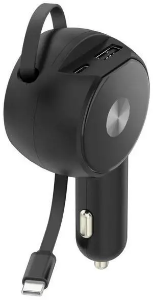 DIXSG Coconut Ball telescopic cable car charger, Super fast charging 90W, smart dual cigarette lighter car charger, high current