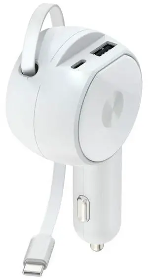 DIXSG Coconut Ball telescopic cable car charger, Super fast charging 90W, smart dual cigarette lighter car charger, high current