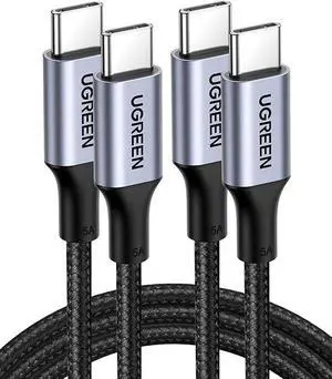 UGREEN USB C to USB C Cable, 100W 2-Pack USB C Charger Cable for iPhone 16/16 Plus/16 Pro/16 Pro Max, MacBook Pro, iPad Pro, Dell XPS, Samsung Galaxy S24/S23/S22 Ultra, Switch, Pixel, 10FT Black