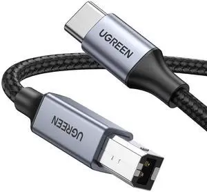 UGREEN USB B to USB C 3 FT Printer Cable, Nylon USB B to C Cord for MacBook Pro/Air, MIDI Cable Compatible with Yamaha Piano Keyboard, DAC, DJ Controller for iPad