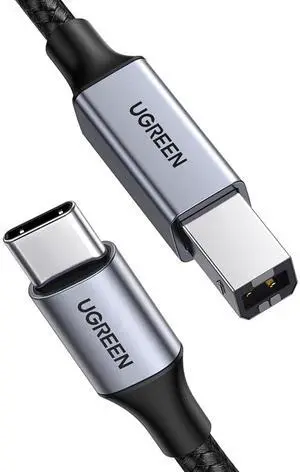 UGREEN USB B to USB C 10 FT Printer Cable, Nylon USB B to C Cord for MacBook Pro/Air, MIDI Cable Compatible with Yamaha Piano Keyboard, DAC, DJ Controller for iPad