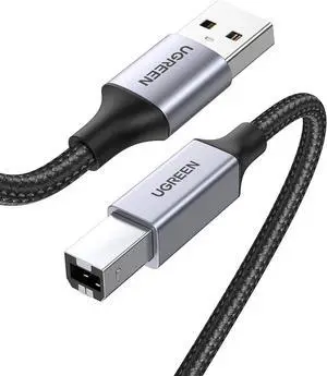 UGREEN USB Printer Cable 15FT Bundle with 6.6FT USB A-Male to B-Male Cord Scanner Cord Nylon Braided Compatible with HP, Epson, Canon, Dell, Brother, Lexmark, Xerox, Samsung, Piano, DAC and More