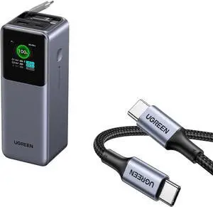 UGREEN 165W Power Bank + 2-Pack 100W Braided USB-C Cables